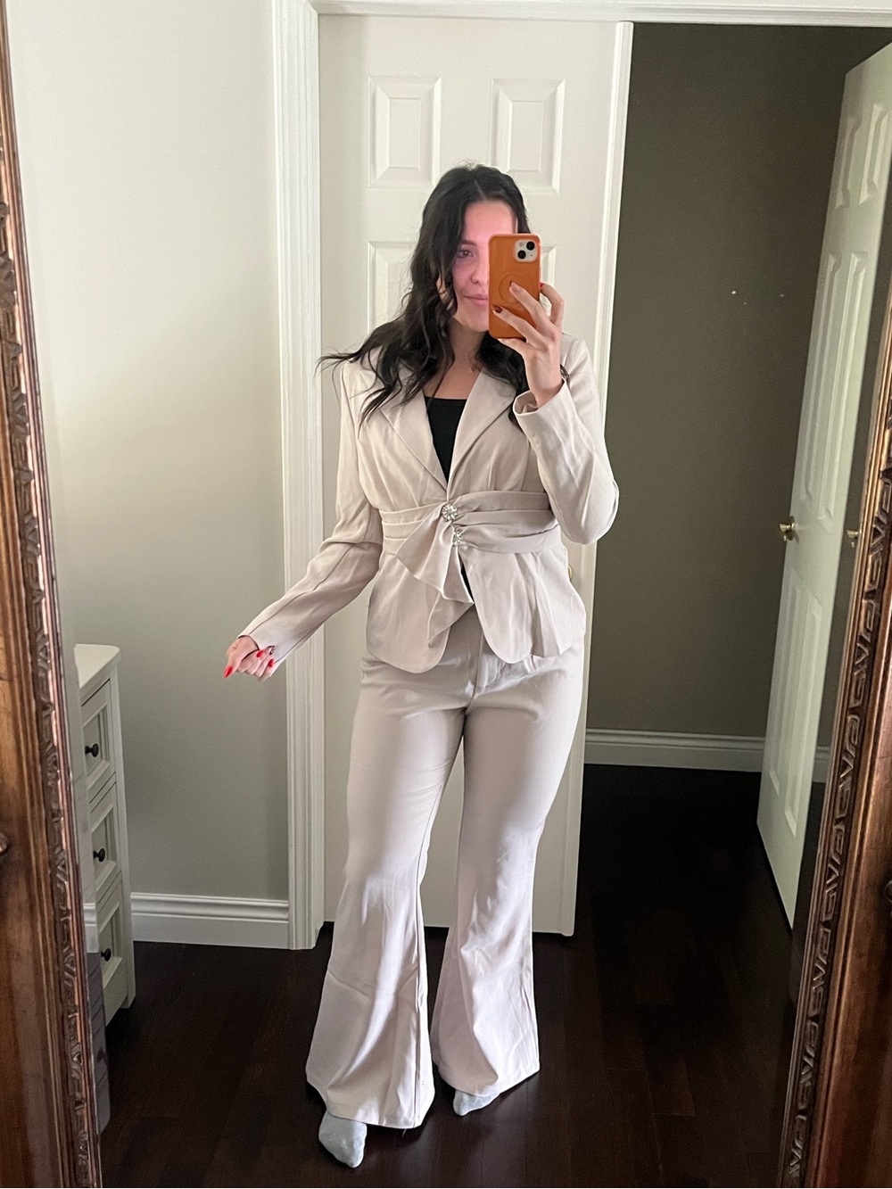 Fashion Nova Cream Tie-Waist SET